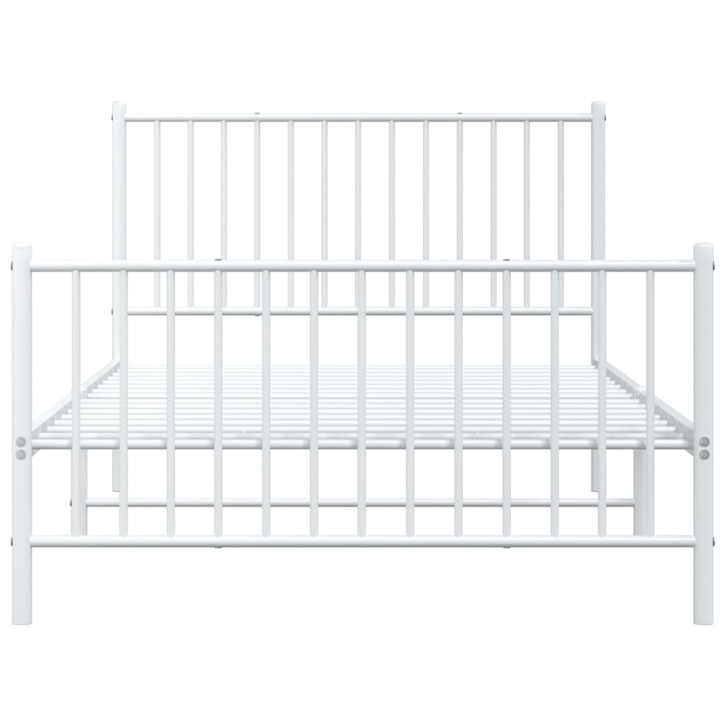 vidaXL Metal Bed Frame without Mattress with Footboard White 107x203cm