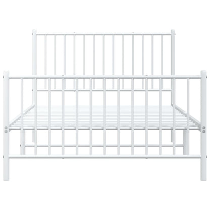 vidaXL Metal Bed Frame without Mattress with Footboard White 107x203cm