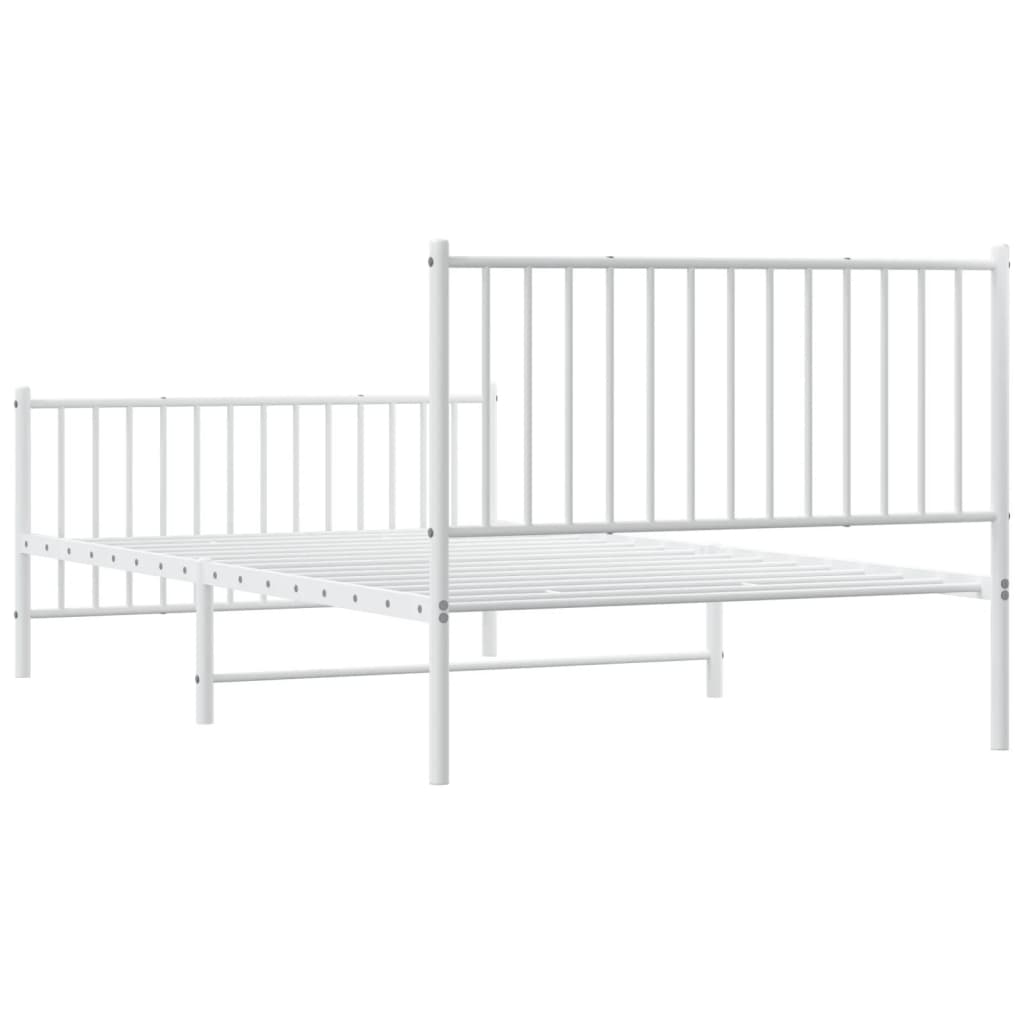 vidaXL Metal Bed Frame without Mattress with Footboard White 107x203cm