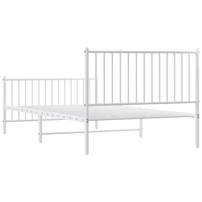 vidaXL Metal Bed Frame without Mattress with Footboard White 107x203cm