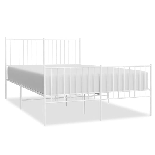 vidaXL Metal Bed Frame without Mattress with Footboard White 135x190cm