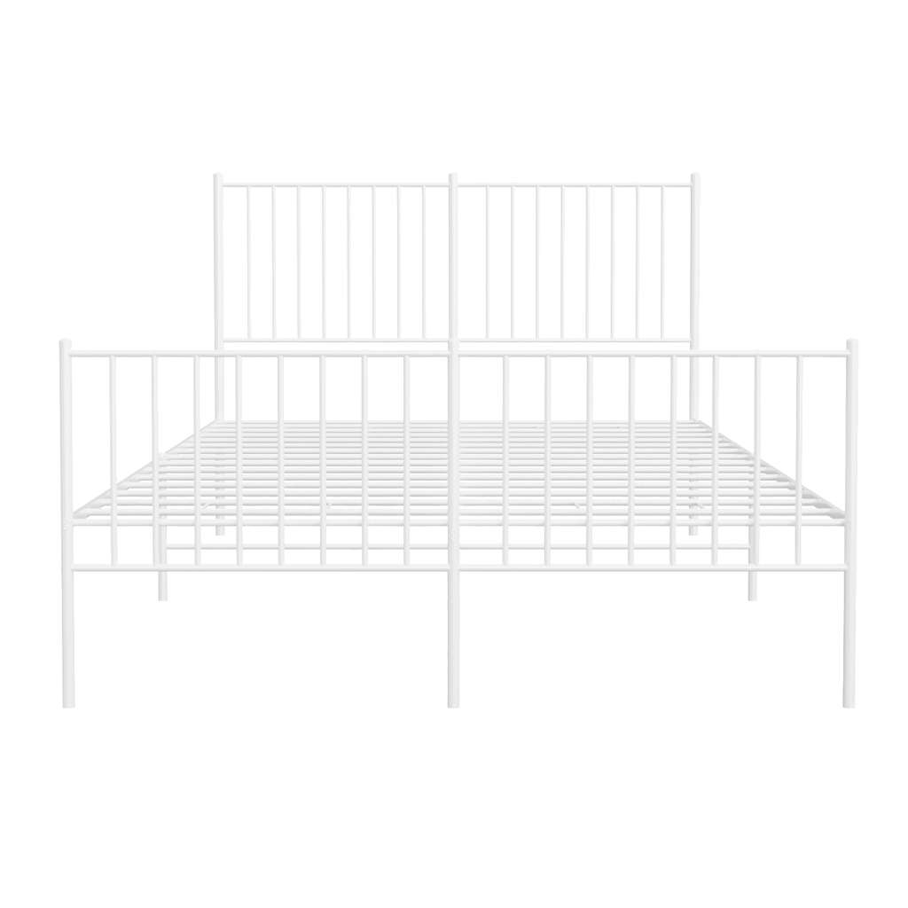 vidaXL Metal Bed Frame without Mattress with Footboard White 135x190cm