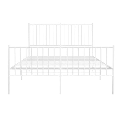 vidaXL Metal Bed Frame without Mattress with Footboard White 135x190cm