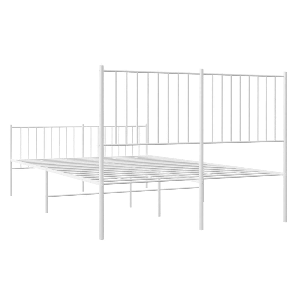 vidaXL Metal Bed Frame without Mattress with Footboard White 135x190cm