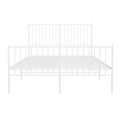 vidaXL Metal Bed Frame without Mattress with Footboard White 140x190cm