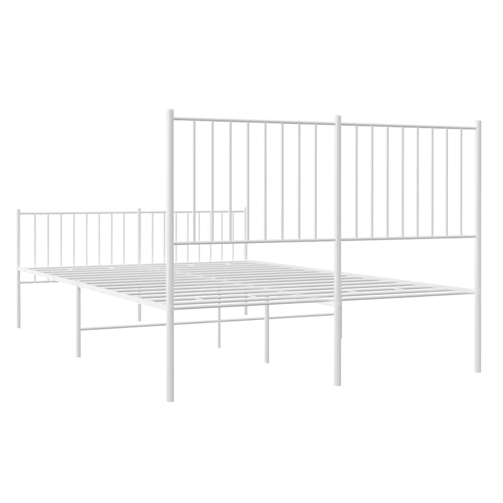 vidaXL Metal Bed Frame without Mattress with Footboard White 140x190cm