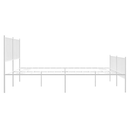 vidaXL Metal Bed Frame without Mattress with Footboard White 150x200cm