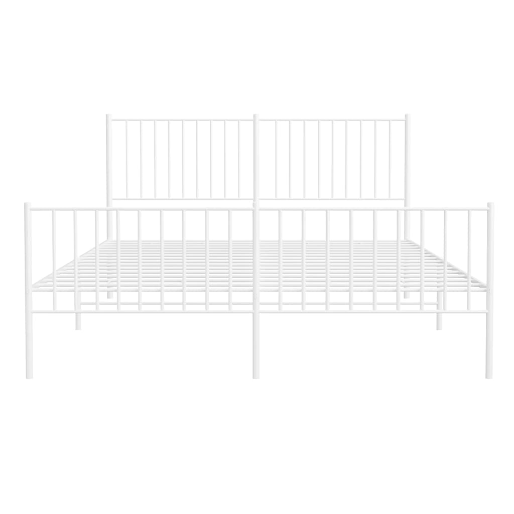 vidaXL Metal Bed Frame without Mattress with Footboard White 160x200cm