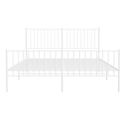 vidaXL Metal Bed Frame without Mattress with Footboard White 160x200cm
