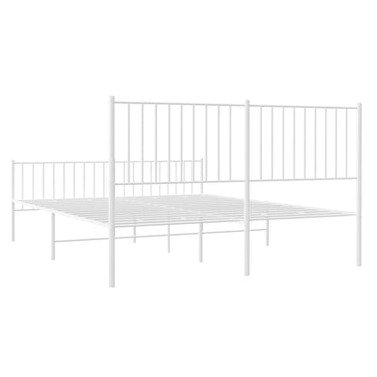 vidaXL Metal Bed Frame without Mattress with Footboard White 160x200cm