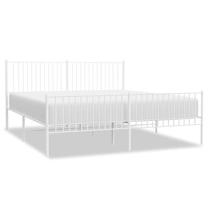 vidaXL Metal Bed Frame without Mattress with Footboard White 193x203cm