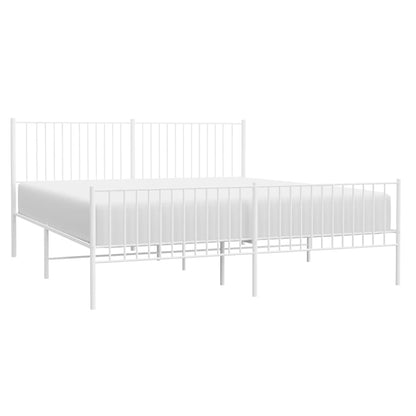 vidaXL Metal Bed Frame without Mattress with Footboard White 193x203cm