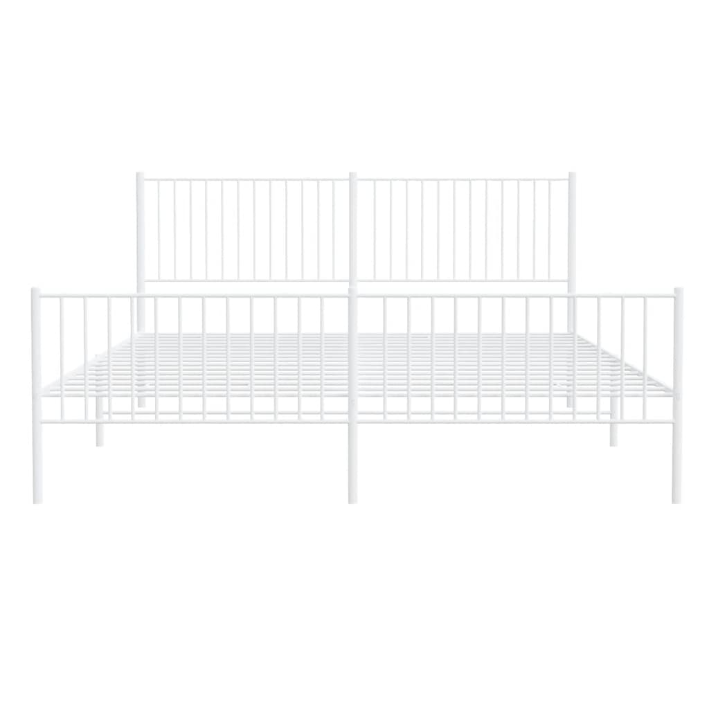 vidaXL Metal Bed Frame without Mattress with Footboard White 193x203cm