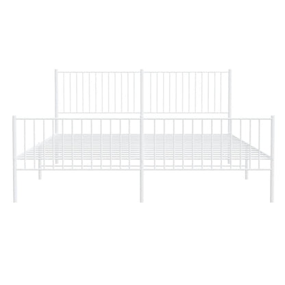 vidaXL Metal Bed Frame without Mattress with Footboard White 193x203cm