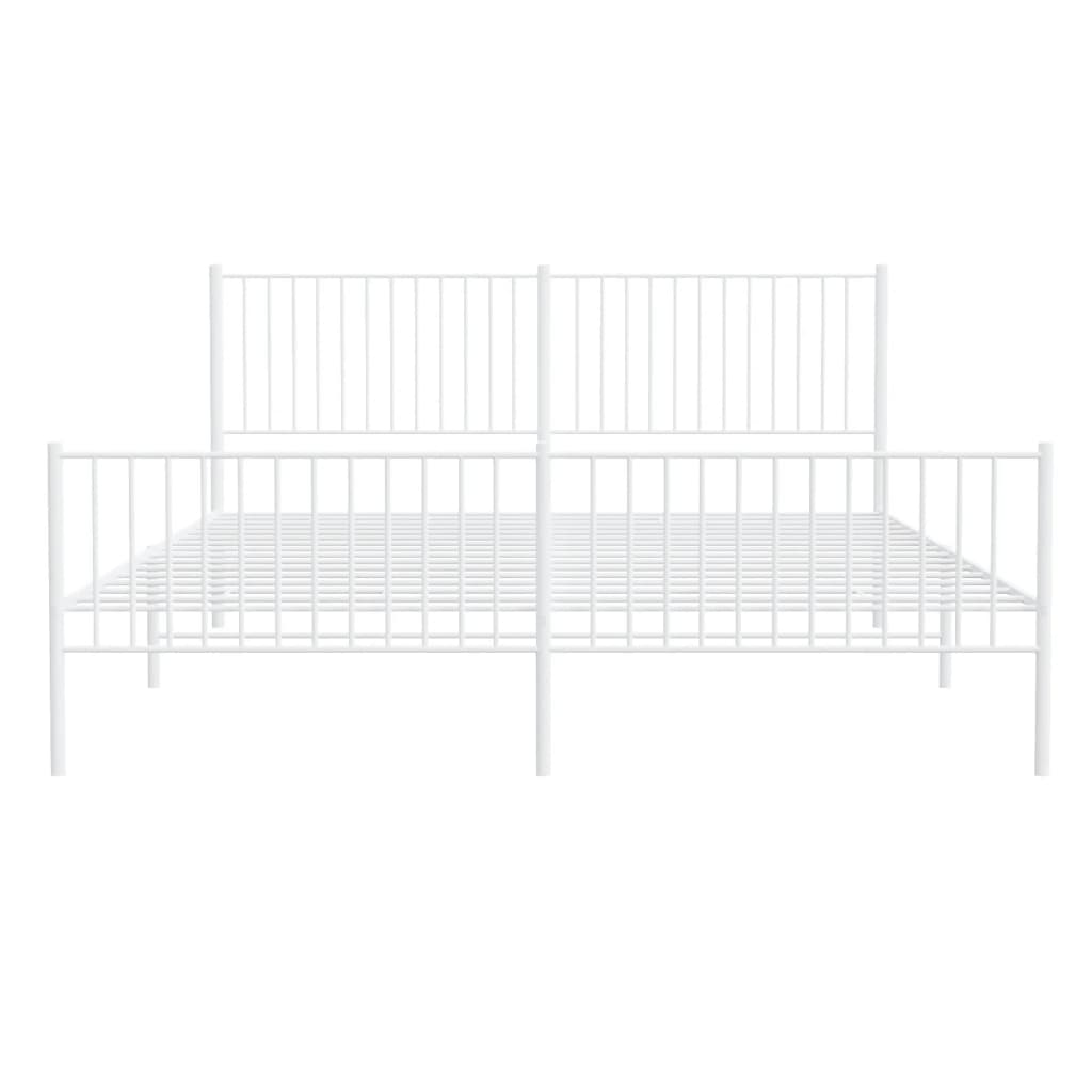 vidaXL Metal Bed Frame without Mattress with Footboard White 200x200cm