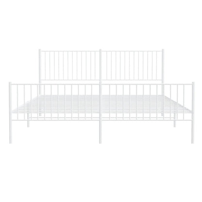vidaXL Metal Bed Frame without Mattress with Footboard White 200x200cm
