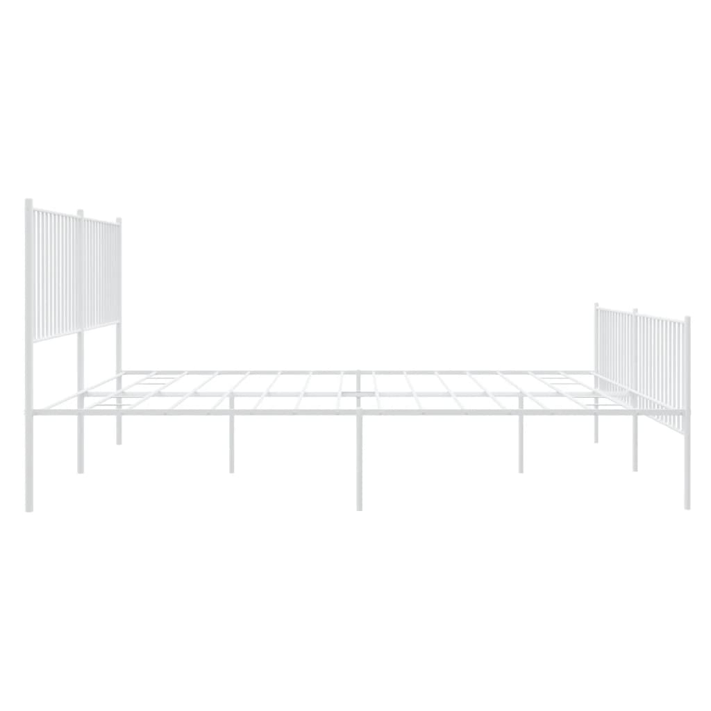 vidaXL Metal Bed Frame without Mattress with Footboard White 200x200cm