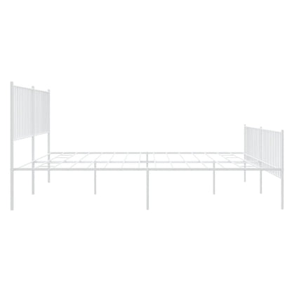 vidaXL Metal Bed Frame without Mattress with Footboard White 200x200cm