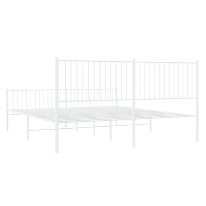vidaXL Metal Bed Frame without Mattress with Footboard White 200x200cm
