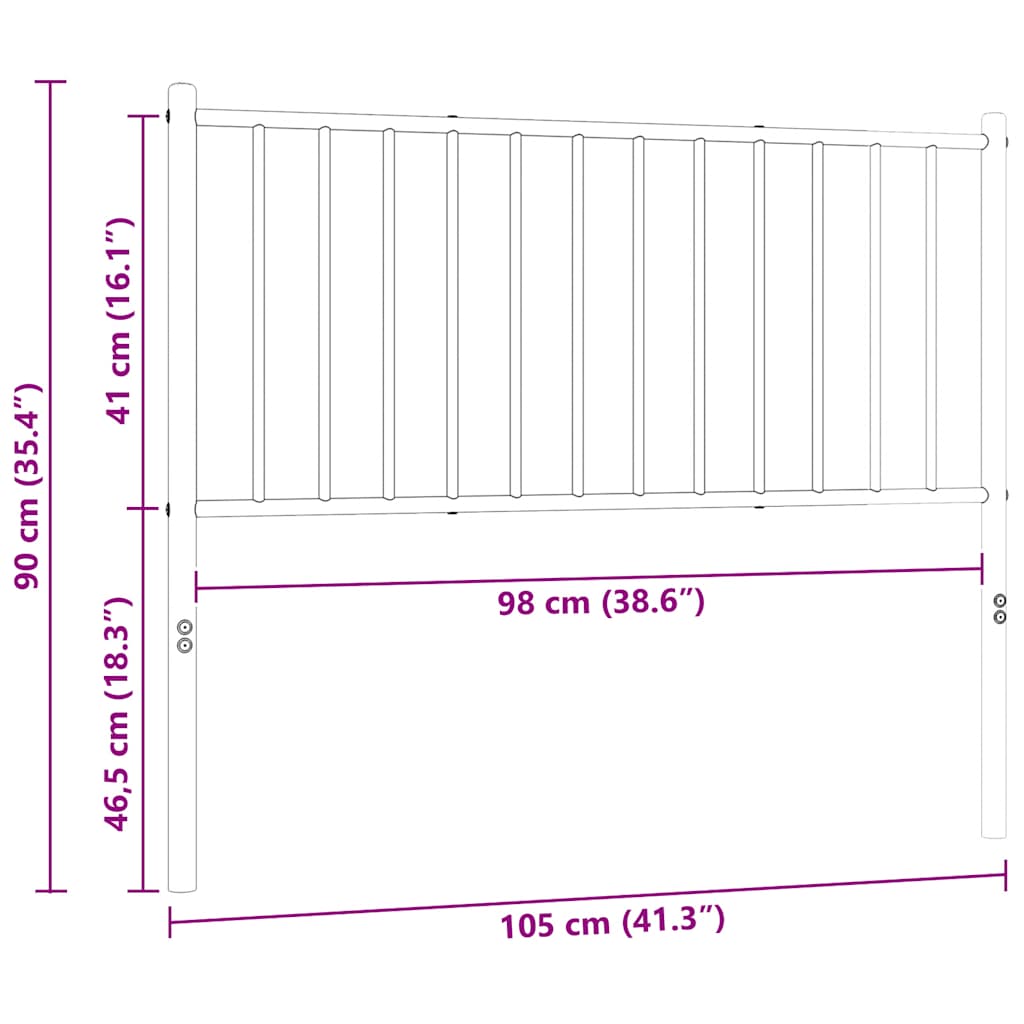 vidaXL Metal Replace Headboard White 100 cm