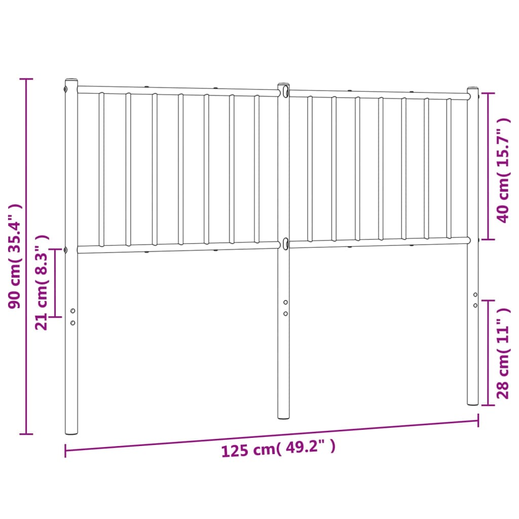 vidaXL Metal Replace Headboard White 120 cm