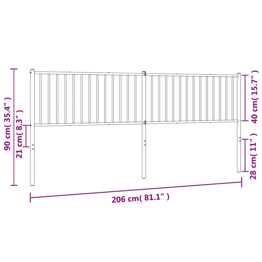 vidaXL Metal Replace Headboard White 200 cm