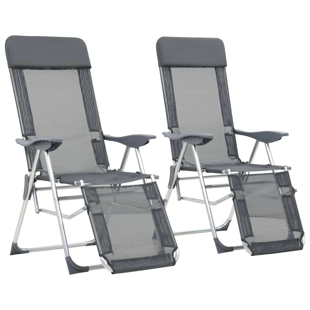 vidaXL Camping Chair | Set of 2 | Grey | Textilene, Aluminium | Medium