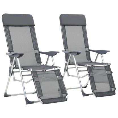 vidaXL Camping Chair | Set of 2 | Grey | Textilene, Aluminium | Medium