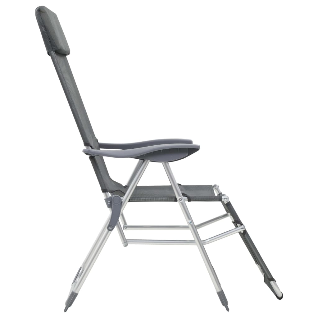 vidaXL Camping Chair | Set of 2 | Grey | Textilene, Aluminium | Medium
