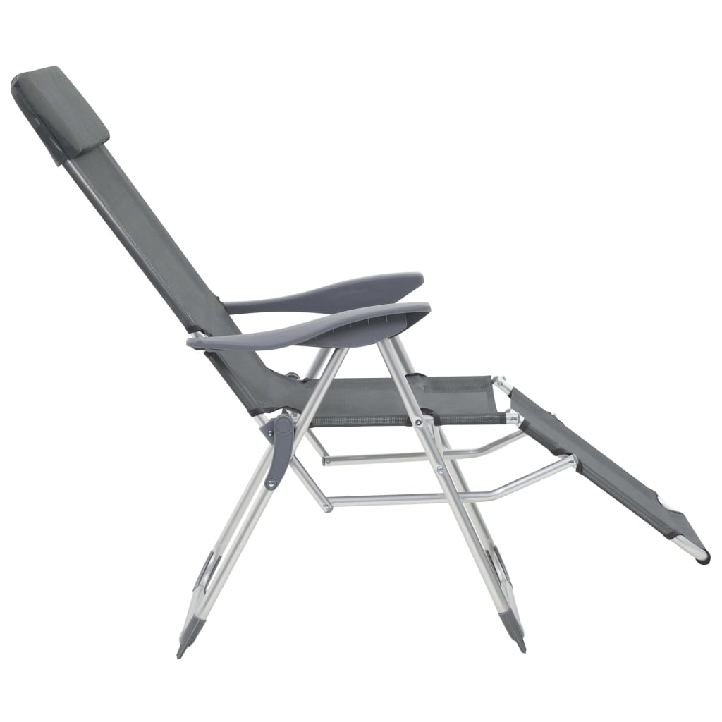 vidaXL Camping Chair | Set of 2 | Grey | Textilene, Aluminium | Medium