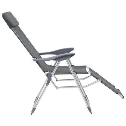 vidaXL Camping Chair | Set of 2 | Grey | Textilene, Aluminium | Medium