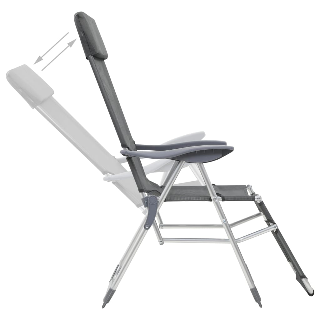 vidaXL Camping Chair | Set of 2 | Grey | Textilene, Aluminium | Medium