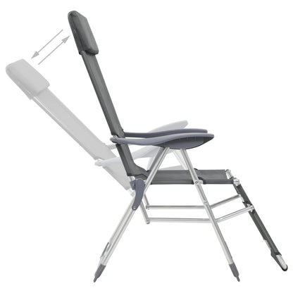 vidaXL Camping Chair | Set of 2 | Grey | Textilene, Aluminium | Medium