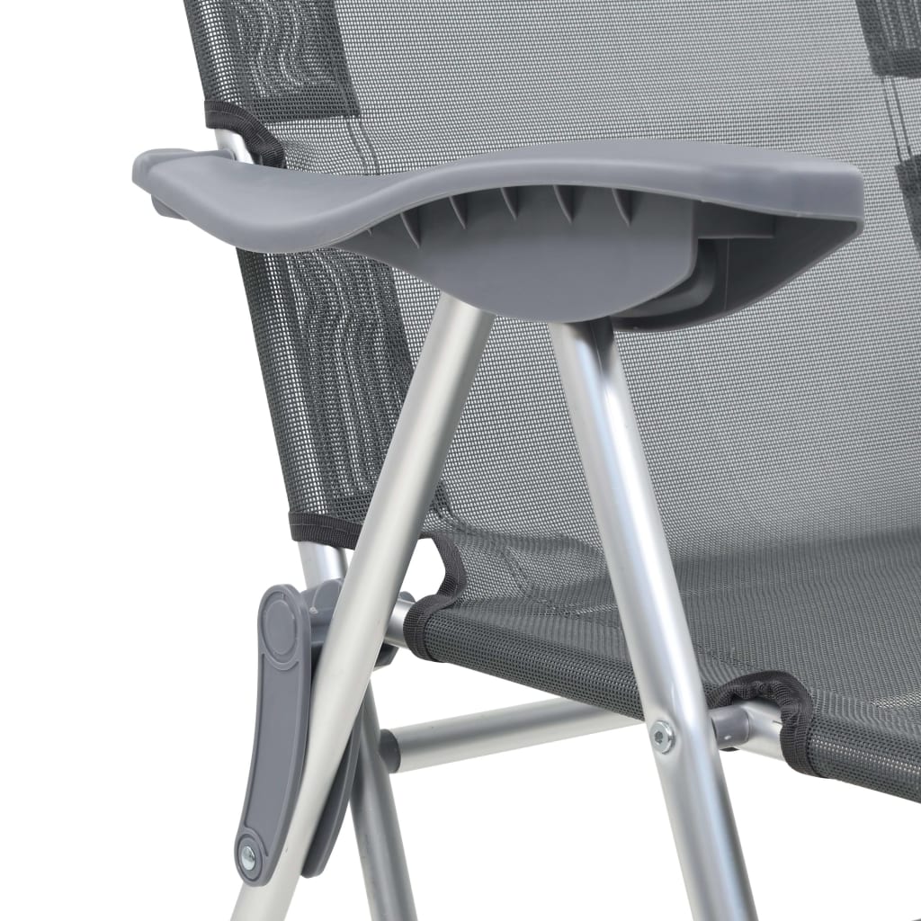 vidaXL Camping Chair | Set of 2 | Grey | Textilene, Aluminium | Medium