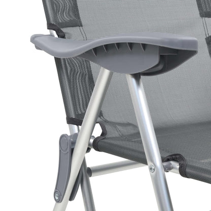 vidaXL Camping Chair | Set of 2 | Grey | Textilene, Aluminium | Medium