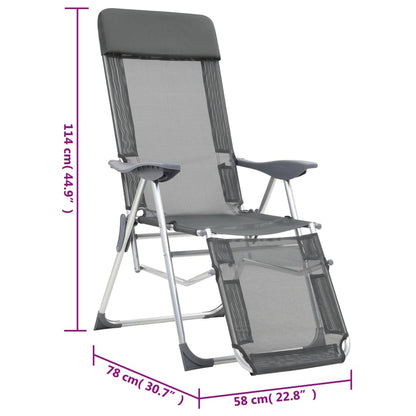 vidaXL Camping Chair | Set of 2 | Grey | Textilene, Aluminium | Medium