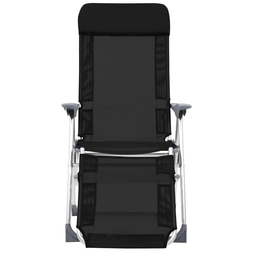 vidaXL Folding Camping Chairs with Footrests 2 pcs Black Textilene