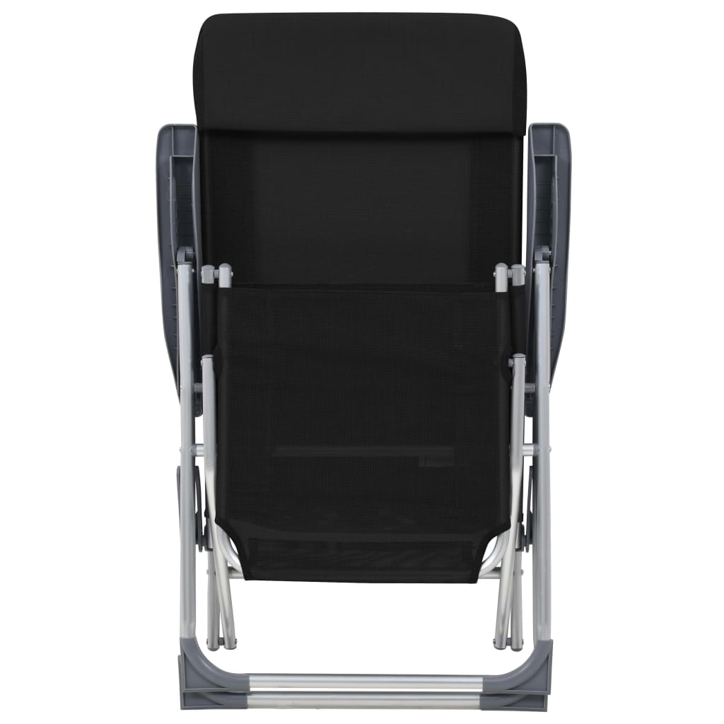 vidaXL Folding Camping Chairs with Footrests 2 pcs Black Textilene