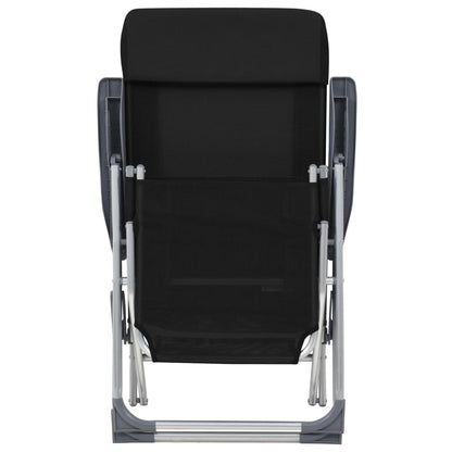 vidaXL Folding Camping Chairs with Footrests 2 pcs Black Textilene