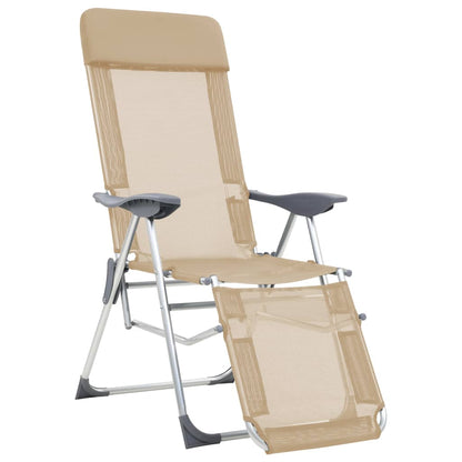 vidaXL Folding Camping Chairs with Footrests 2 pcs Cream Textilene