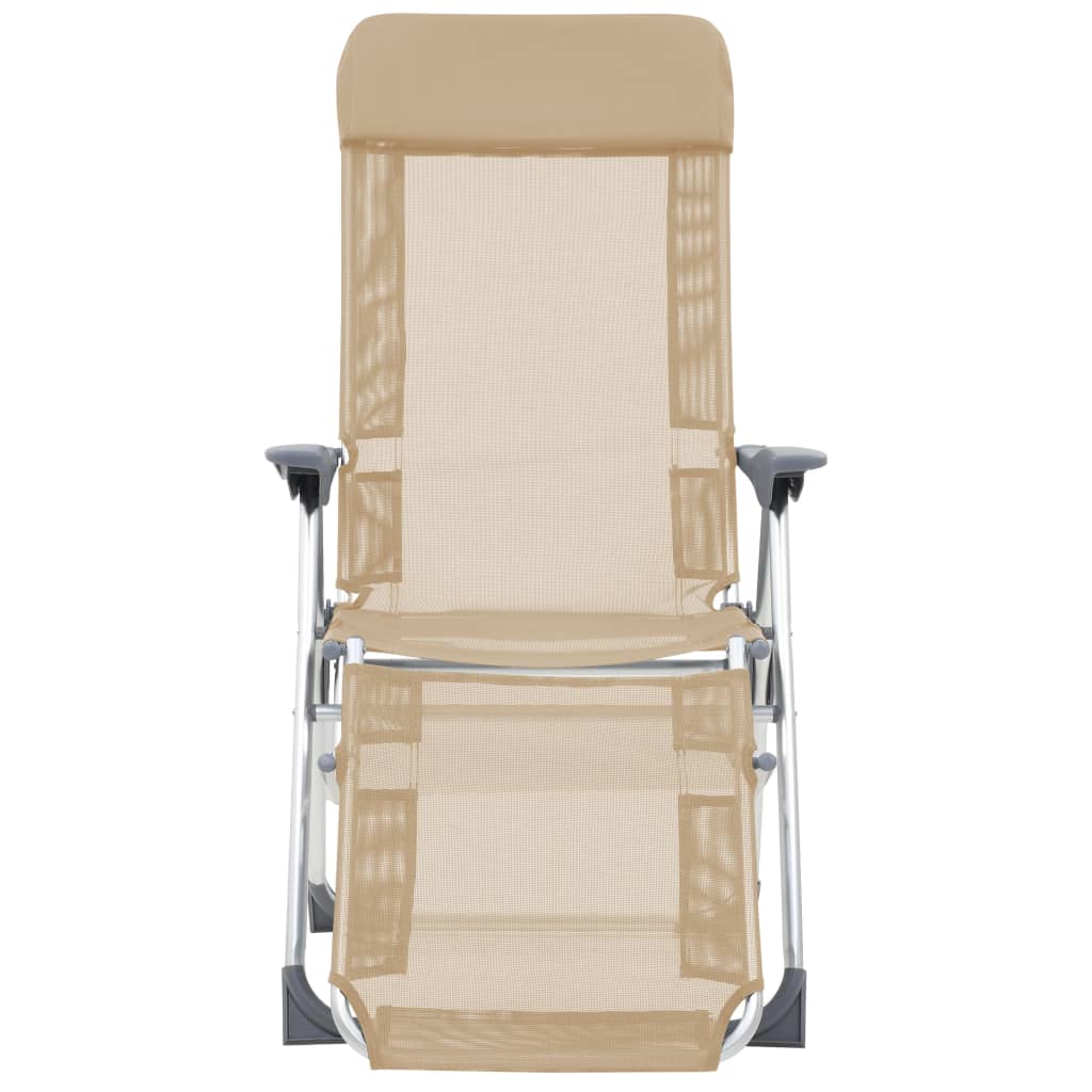 vidaXL Folding Camping Chairs with Footrests 2 pcs Cream Textilene