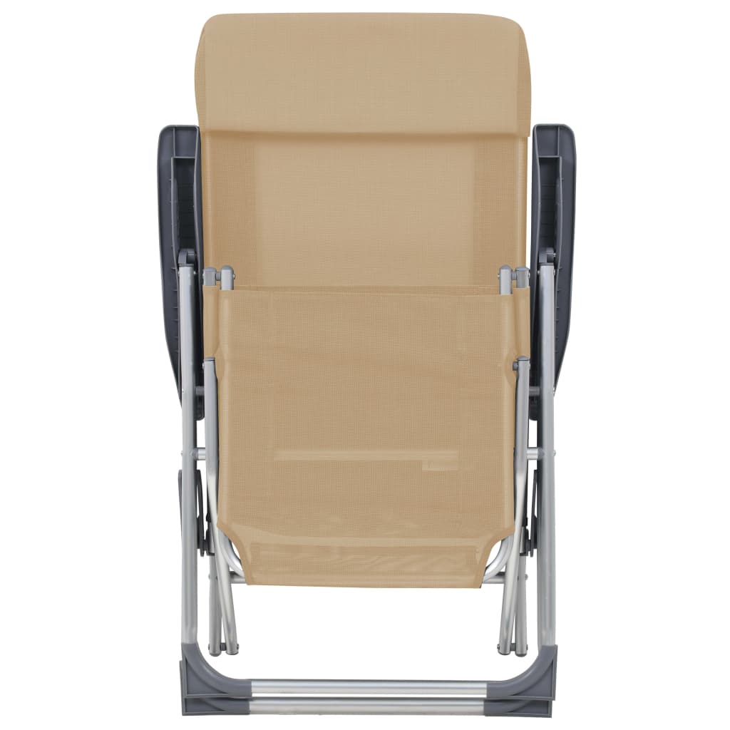 vidaXL Folding Camping Chairs with Footrests 2 pcs Cream Textilene