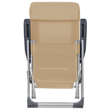 vidaXL Folding Camping Chairs with Footrests 2 pcs Cream Textilene