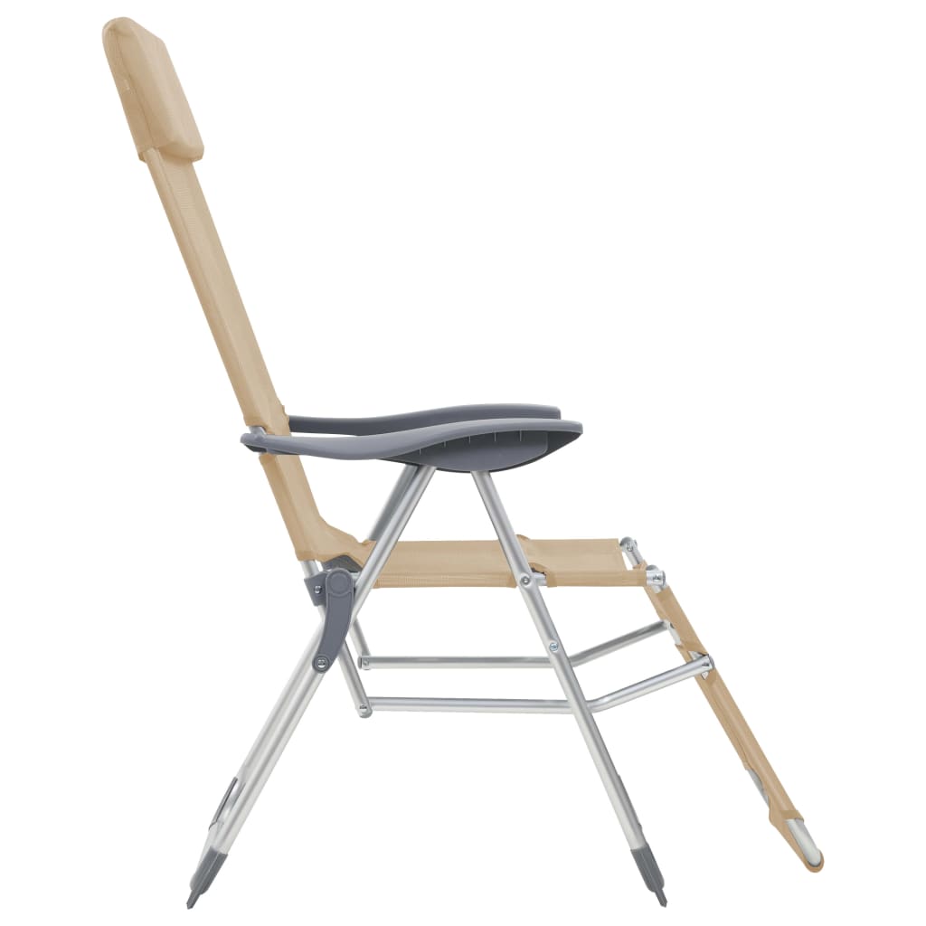 vidaXL Folding Camping Chairs with Footrests 2 pcs Cream Textilene