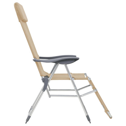 vidaXL Folding Camping Chairs with Footrests 2 pcs Cream Textilene