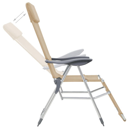 vidaXL Folding Camping Chairs with Footrests 2 pcs Cream Textilene