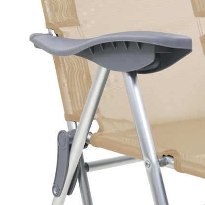 vidaXL Folding Camping Chairs with Footrests 2 pcs Cream Textilene