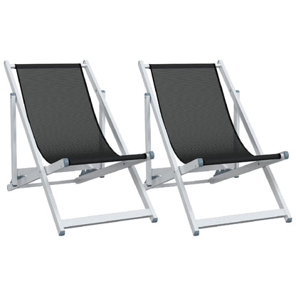 vidaXL Beach Chair | Set of 2 | Black | Aluminium, Textilene | Compact
