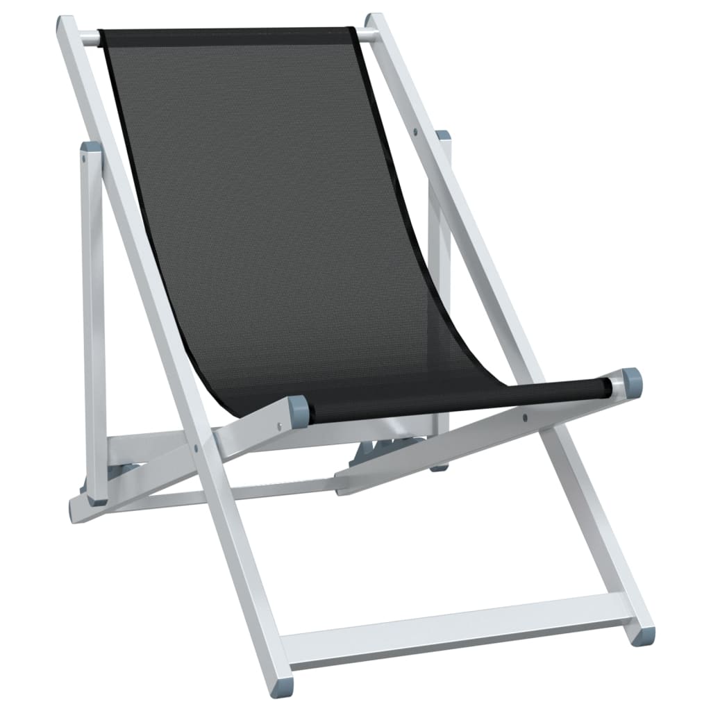 vidaXL Beach Chair | Set of 2 | Black | Aluminium, Textilene | Compact