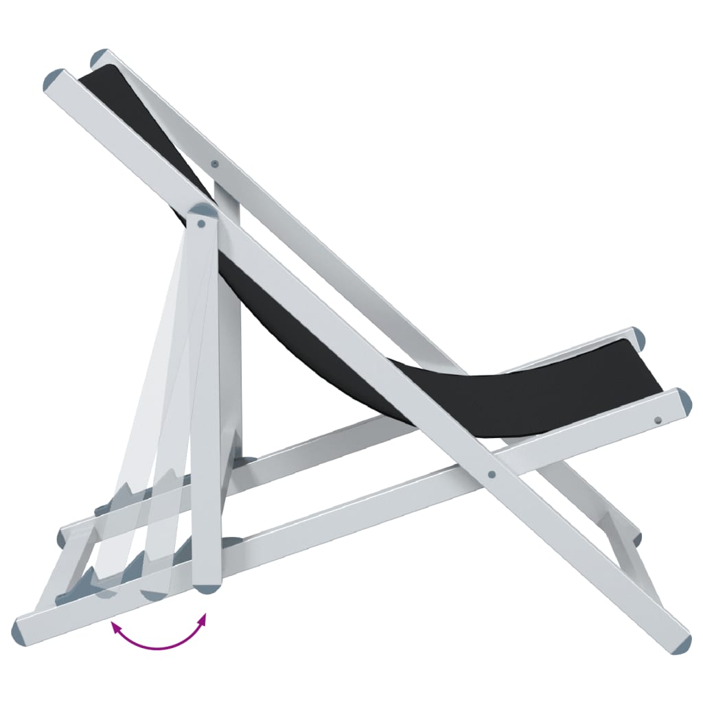 vidaXL Beach Chair | Set of 2 | Black | Aluminium, Textilene | Compact